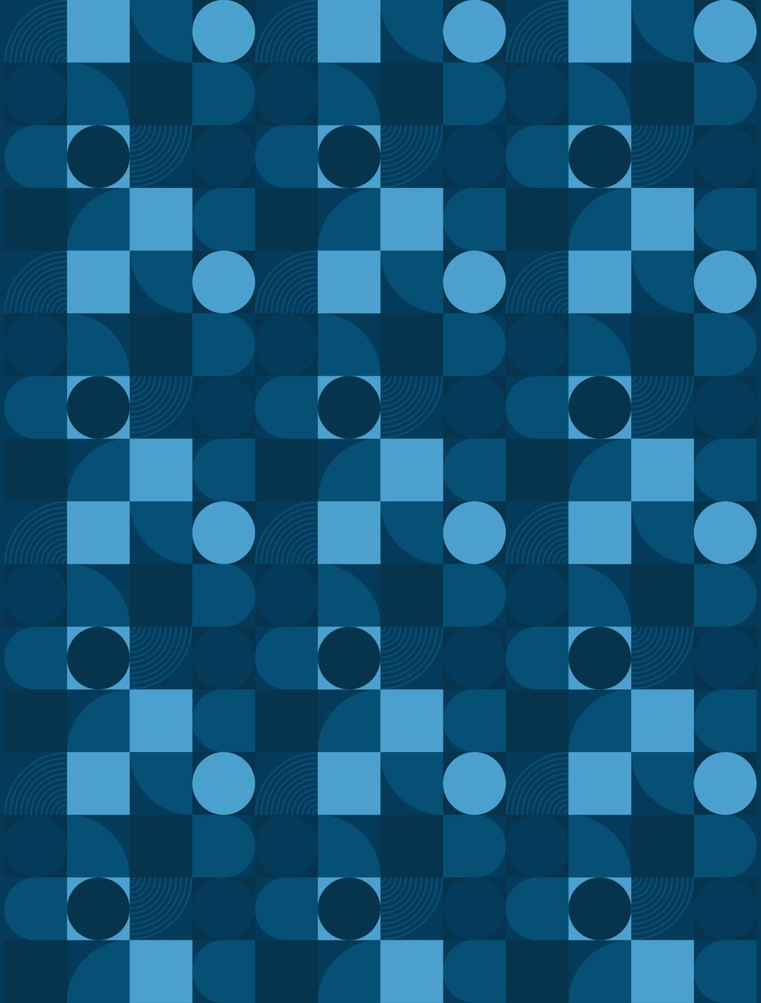 The CWC 2027 pattern: a repeating grid of tonal blue squares, circles, quarter circles, half rounds and signal lines