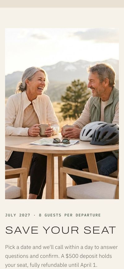 Phone view of the booking section with the couple at a patio table