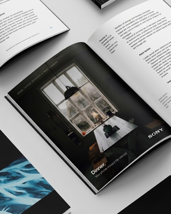 Sony 'Dinner.' ad as a full-page magazine spread.